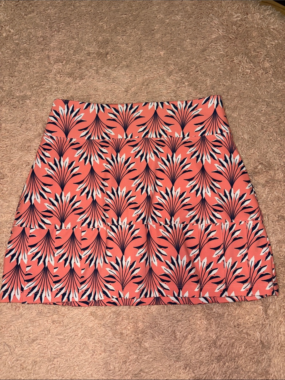 NWOT Sigrid Olsen Golf & Tennis Coral Skort Navy/White art deco floral design XS